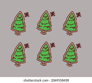 Fir tree biscuits hand drawing illustration