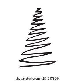 Fir tree black icon, flat design style. Spruce vector silhouette decaration.