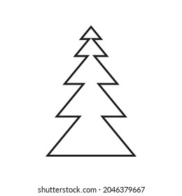 Fir tree black icon, flat design style. Spruce vector silhouette decaration.