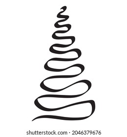 Fir tree black icon, flat design style. Spruce vector silhouette decaration.