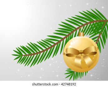 Fir tree branch with Christmas ball