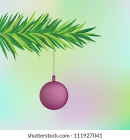 Fir tree branch with decoration