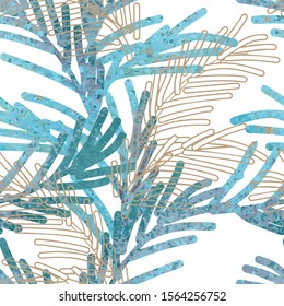 Fir Tree branches Seamless Pattern. Vector Background. Christmas Template.