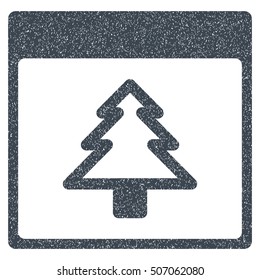Fir Tree Calendar Page grainy textured icon for overlay watermark stamps. Flat symbol with scratched texture. Dotted vector smooth blue ink rubber seal stamp with grunge design on a white background.