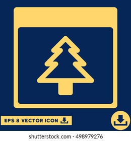 Fir Tree Calendar Page icon. Vector EPS illustration style is flat iconic symbol, yellow color.