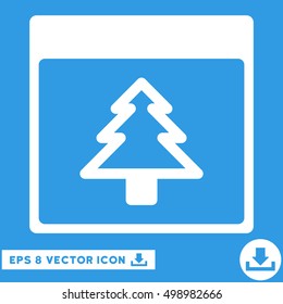 Fir Tree Calendar Page icon. Vector EPS illustration style is flat iconic symbol, white color.