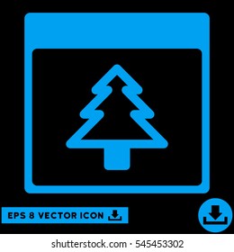 Fir Tree Calendar Page icon. Vector EPS illustration style is flat iconic symbol, blue color.