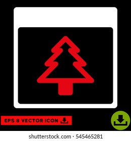 Fir Tree Calendar Page icon. Vector EPS illustration style is flat iconic bicolor symbol, red and white colors.
