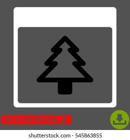 Fir Tree Calendar Page icon. Vector EPS illustration style is flat iconic bicolor symbol, black and white colors.