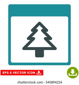 Fir Tree Calendar Page icon. Vector EPS illustration style is flat iconic bicolor symbol, soft blue colors.