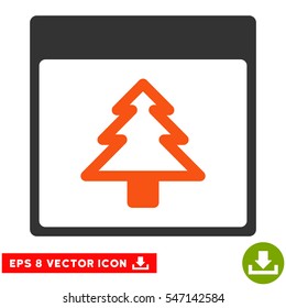 Fir Tree Calendar Page icon. Vector EPS illustration style is flat iconic bicolor symbol, orange and gray colors.