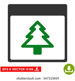 Fir Tree Calendar Page icon. Vector EPS illustration style is flat iconic bicolor symbol, green and gray colors.