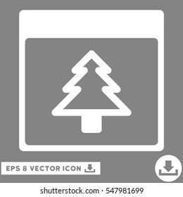 Fir Tree Calendar Page icon. Vector EPS illustration style is flat iconic symbol, white color.