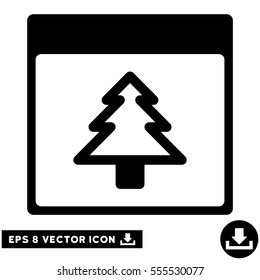 Fir Tree Calendar Page icon. Vector EPS illustration style is flat iconic symbol, black color.