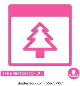 Fir Tree Calendar Page icon. Vector EPS illustration style is flat iconic symbol, pink color.