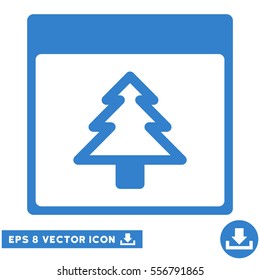 Fir Tree Calendar Page icon. Vector EPS illustration style is flat iconic symbol, cobalt color.