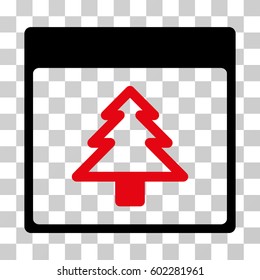 Fir Tree Calendar Page icon. Vector illustration style is flat iconic bicolor symbol, intensive red and black colors, transparent background. Designed for web and software interfaces.