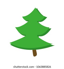 Fir tree cartoon isolated vector icon on white background