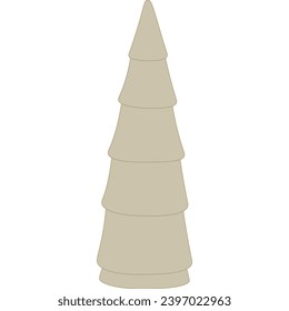 Fir tree, Christmas tree in beige with a transparent background