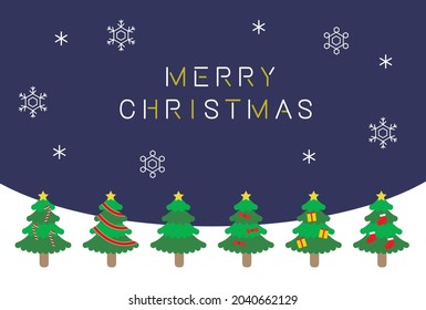 Fir tree Christmas card material (blue background)
