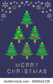 Fir tree tree Christmas card material (blue background)