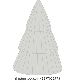 Fir tree, Christmas tree in light gray with a transparent background