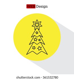 Fir tree, Christmas tree vector line icon.