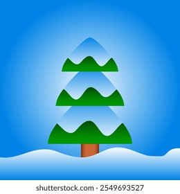 Fir tree covered with snow. Vector illustration.