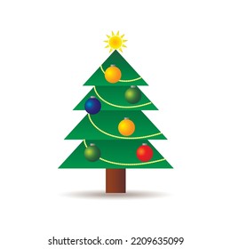 fir tree with decorations for Christmas and New Year holiday