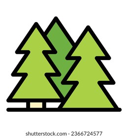 Vector de contorno del icono del bosque de árbol de fletos. Trabajar de hacedor. Color plano de la producción de muebles