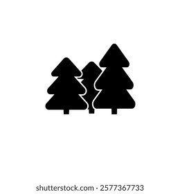 Fir Tree Forest Solid Flat Vector Icon Isolated on White Background.