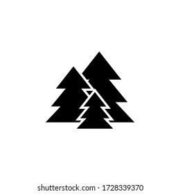 Fir Tree Forest, Spruce Trees. Flat Vector Icon Illustration. Simple Black Symbol On White Background. Fir Tree Forest, Spruce Trees Sign Design Template For Web And Mobile UI Element