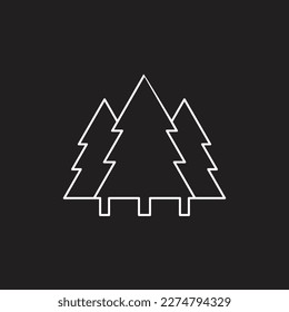 Fir tree forest, spruce trees flat icon isolated on black background. Vector illustration. 