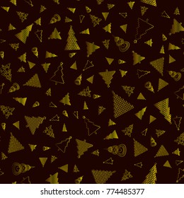 Fir tree gold seamless pattern