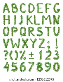 Fir tree green font include numbers and punctuation mark