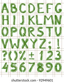 Fir tree green font include numbers and punctuation mark