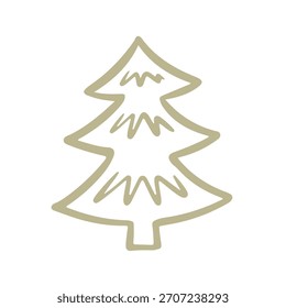 Tanne Baum handgezeichnete Doodle-Symbol Illustration. Nettes Cartoon Line Art Logo. Kinder Zeichnung Stil Vektor Design Element.
