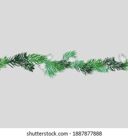 Fir tree horizontal seamless pattern