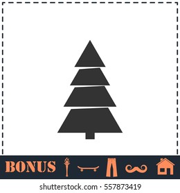 Fir tree icon flat. Simple vector symbol and bonus icon