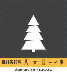 Fir tree icon flat. Simple vector symbol and bonus icon