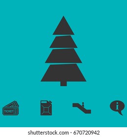Fir tree icon flat. Simple vector symbol and bonus icon