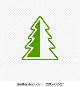Fir Tree Icon Isolated on Transparent Background. Green Christmas Tree Icon for Web. Vector Sign.