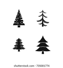 Fir tree icon set. Simple set of fir tree vector icons for web design isolated on white background