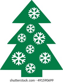 Fir tree icon with snowflakes