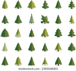 Fir tree icon vector illustration. Christmas trees set. Pine flat modern design.