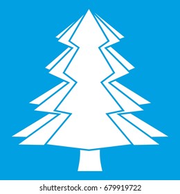 Fir tree icon white isolated on blue background vector illustration