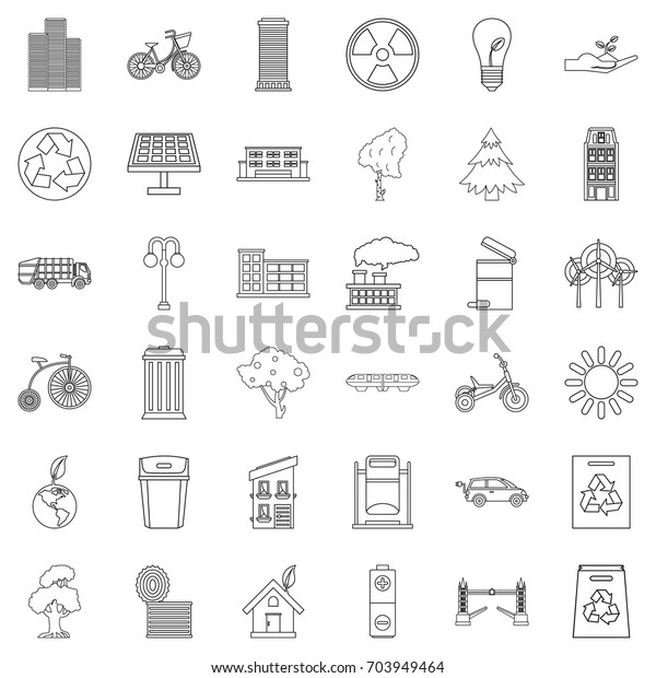 Fir tree icons set. Outline\
style of 36 fir tree vector icons for web isolated on white\
background