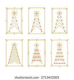 Fir tree illustration with frame. New year's traditional illutration for postcard and packing. Decorative elements for Christmas decor and new year's traditional decoration.