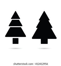 fir tree illustration silhouette in black color