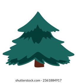 Fir tree isolated on white background. Pine tree in flat style. Vector illustration.